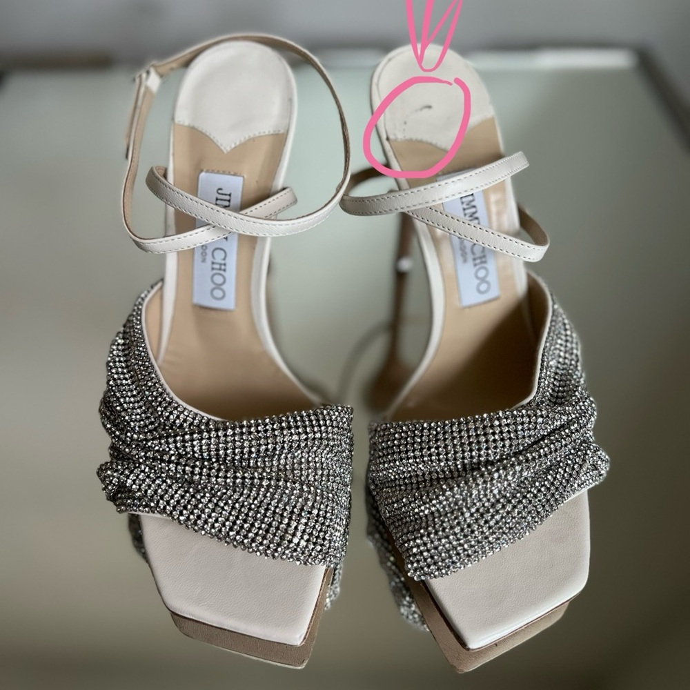 Like new JIMMY CHOO Naria 110 crystal-embellished leather sandals $1,625 - Picture 13 of 17